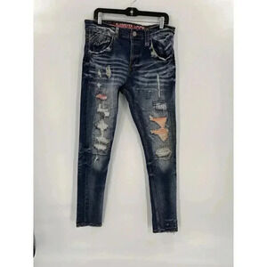 Smuggler’s Moon Jeans Blue Men’s Size 34 x 32 Button Fly Distressed Easy Wear